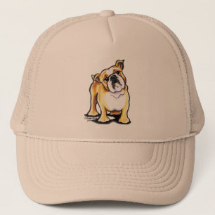 Gorra De Camionero Retrato de Bulldog inglés blanco Fawn