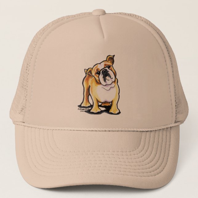 Gorra De Camionero Retrato de Bulldog inglés blanco Fawn (Anverso)