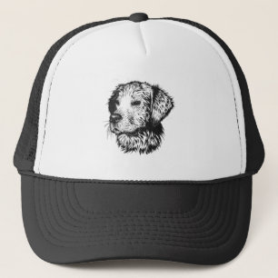 Gorra De Camionero Retrato de cachorro de la recuperación de oro en b