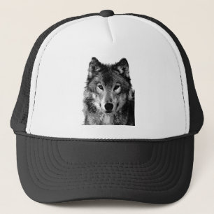 Gorra De Camionero Retrato de lobo blanco y negro