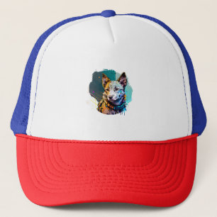Gorra De Camionero Retrato de perro de estilo de arte de tinta