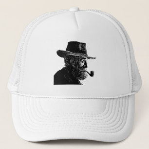 Gorra De Camionero Retrato de punto y línea: anciano sabio fumando en