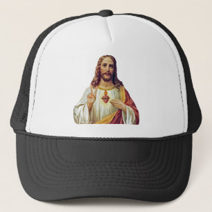 Gorra De Camionero Retrato de signo de paz del corazón sagrado de Jes