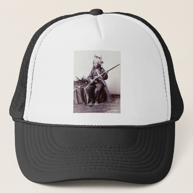 Gorra De Camionero Retrato del guerrero del nativo americano del (Anverso)