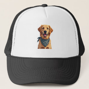 Gorra De Camionero Retrato vintage de Golden Retriever con banda de c