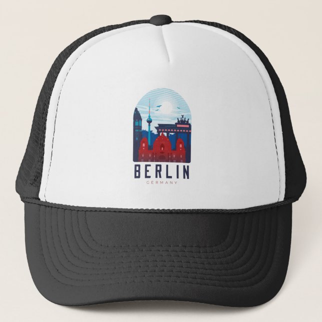 Gorra De Camionero Retro Berlin Skyline Alemania (Anverso)