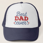 Gorra De Camionero Retro Best DAD Ever Blue Red Patriotic Stars<br><div class="desc">This dad design is in our patriotic red and blue retro baseball-inspired theme. Click the customize button for more flexibility in modifying the text and photos or to optionally add more photos and text! Variations of this design, additional colors, as well as coordinating products are available in our shop, zazzle.com/store/doodlelulu....</div>