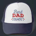 Gorra De Camionero Retro Best DAD Ever Blue Red Patriotic Stars<br><div class="desc">This dad design is in our patriotic red and blue retro baseball-inspired theme. Click the customize button for more flexibility in modifying the text and photos or to optionally add more photos and text! Variations of this design, additional colors, as well as coordinating products are available in our shop, zazzle.com/store/doodlelulu....</div>