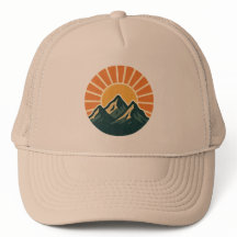 Retro Blue Mountain Sunrise Outdoor Nature Sun Art