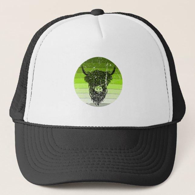 Gorra De Camionero Retro de ganado en altiplano escocés (Anverso)