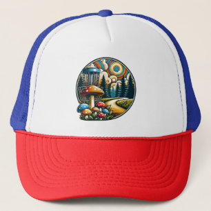 Gorra De Camionero Retro Disk Golf Psychedelic Ai Art