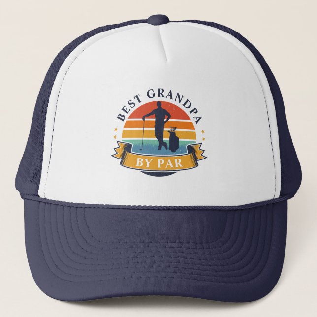 Gorra De Camionero Retro Golfing Best Grandpa Por Par Personalizado (Anverso)