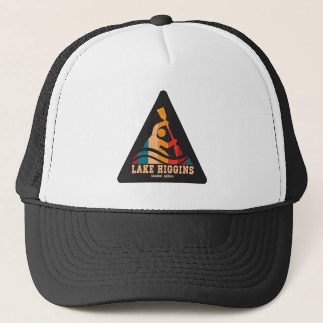 Gorra De Camionero Retro Lake Higgins Kayaking (Anverso)
