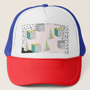 Gorra De Camionero Retro Memphis: Patrón Hipster de 80-90.