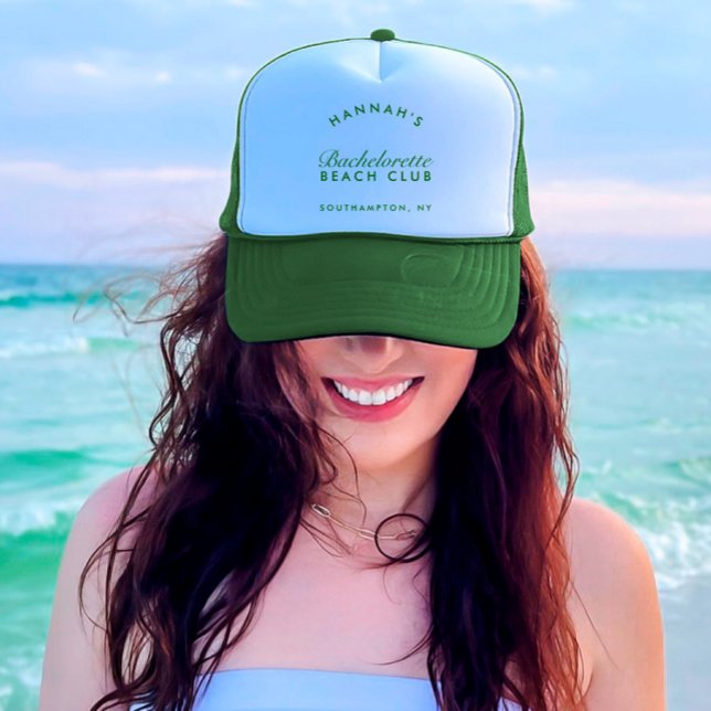 Gorra De Camionero Retro Moderno Verde Despedida de Soltera (Retro Modern Green Bachelorette Trucker Hat)