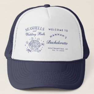Gorra De Camionero Retro Pink Conchas Marinas & Campanas de Boda Desp