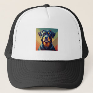Gorra De Camionero Retro Pop Art Rottweiler - Retrato de Perro Colori
