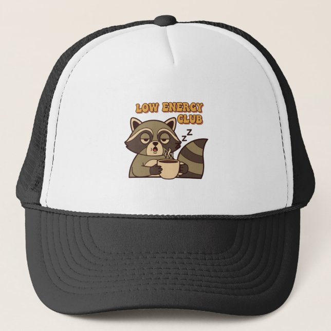 Gorra De Camionero Retro Raccoon Low Energy Trucker Hat (Anverso)