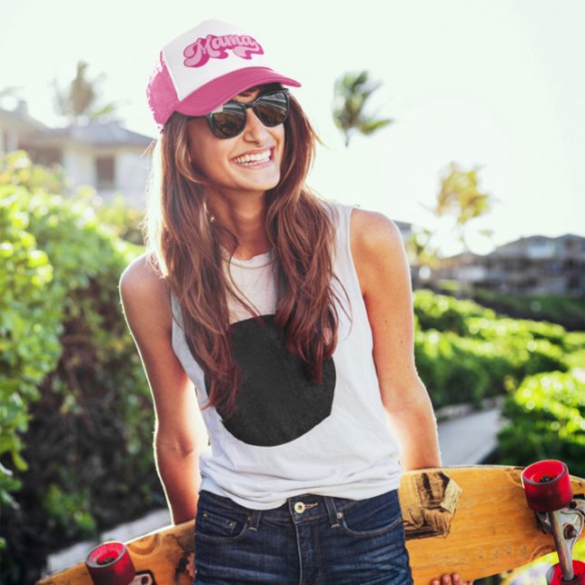 Gorra De Camionero Retro Rosa Caliente Mama (Retro Hot Pink Mama Trucker Hat)