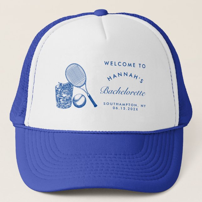 Gorra De Camionero Retro Rosa Último Swing Antes De La Ronda De Tenis (Anverso)