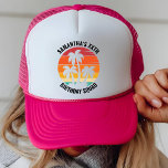 Gorra De Camionero Retro Sunset 30.º 40.º 50.º 60.º Cuadrado de Cumpl<br><div class="desc">Sombrero de camionero de la tripulación de viaje de cumpleaños Retro Sunset Vacation</div>