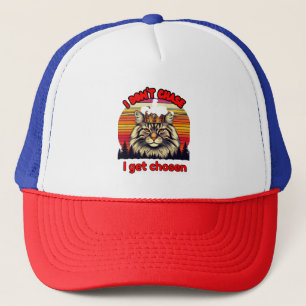Gorra De Camionero Retro sunset cat with crown: I don't chase, I'm ch