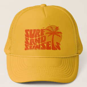 Gorra De Camionero Retro Surf Sand Sunsets Palm Tree Beach Vibes
