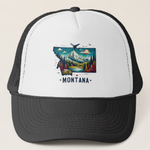 Gorra De Camionero Retro Vintage Montana State Map