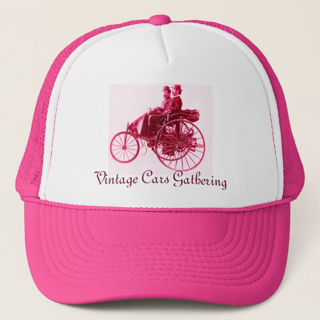 Gorra De Camionero Reunión de coches de época, fucsia rosa (Anverso)