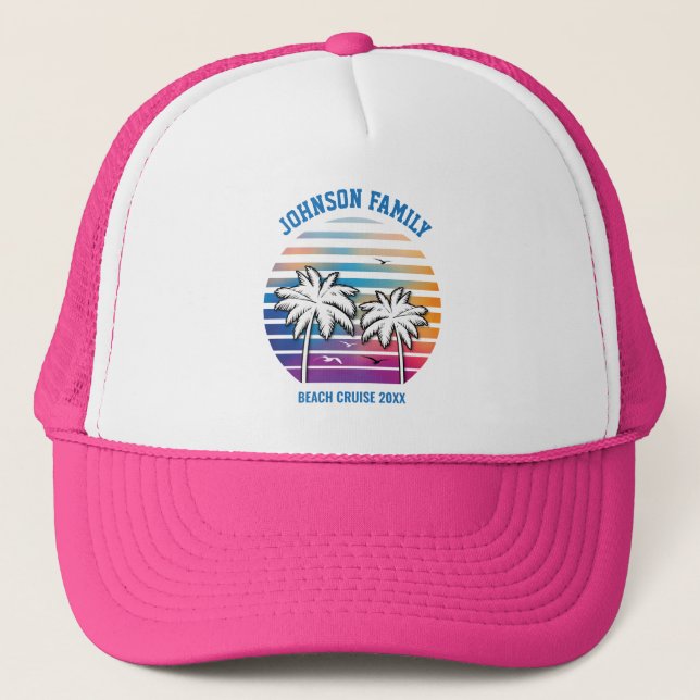 Gorra De Camionero Reunión Familiar en la Playa Crucero Personalizado (Anverso)