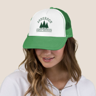Gorra De Camionero Reunión familiar Rústica Pine Trees verde
