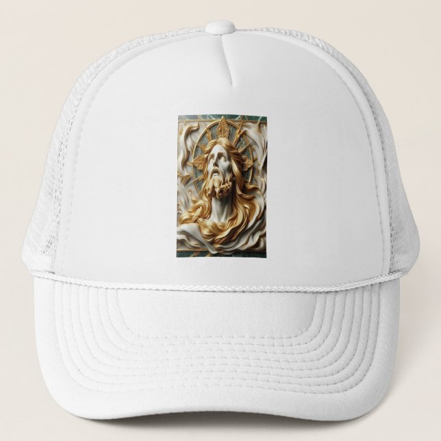 Gorra De Camionero Reverencia Regal Jesús en oro (Anverso)