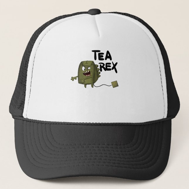 Gorra De Camionero rex de té, dinosaurio divertido (Anverso)