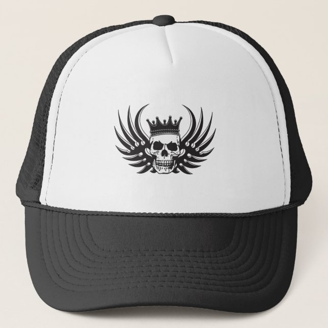 Gorra De Camionero Rey Calavera con Alas (Anverso)