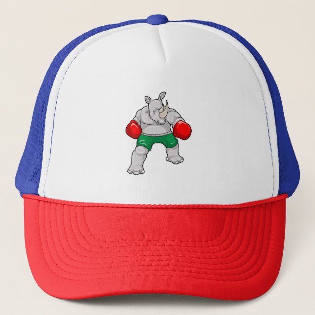 Gorra De Camionero Rhino en boxeo con guantes de boxeo (Anverso)