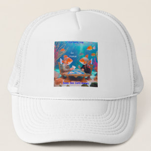 Gorra De Camionero Rick London Fish Jugando "Go Fish" Juego de Cartas