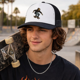 Gorra De Camionero Ride Or Die Skater Skeleton -Skateboarding Graphic