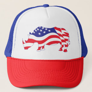 Gorra De Camionero Rinoceronte-Bandera-EEUU