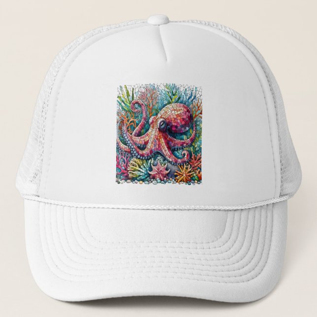 Gorra De Camionero Rítmico pulpo Jamming en tambores (Anverso)