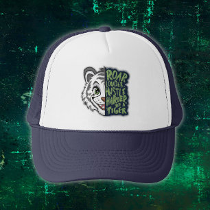 Gorra De Camionero Roar más fuerte, Hustle Harder, Tigre