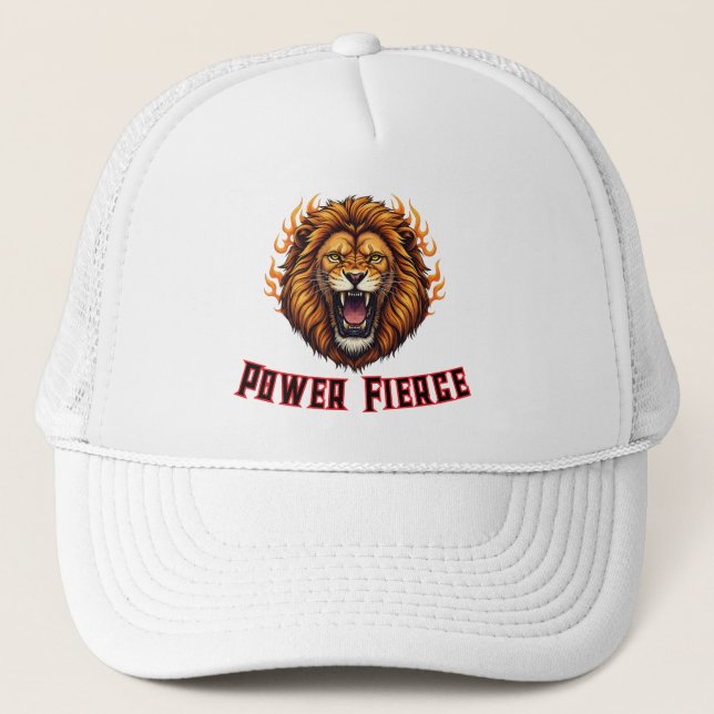 Gorra De Camionero Roaring Fire Lion Head Mascot (Anverso)