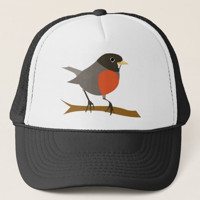 Gorra De Camionero Robin del pecho rojo en la rama (Anverso)