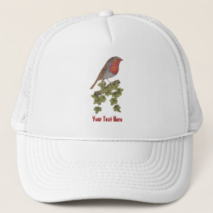 Gorra De Camionero Robin encaramado en hojas de hiedra aves silvestre