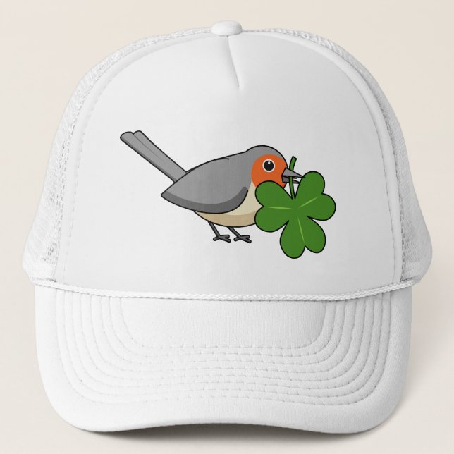 Gorra De Camionero Robin lindo con Shamrock Clover Personalizado (Anverso)