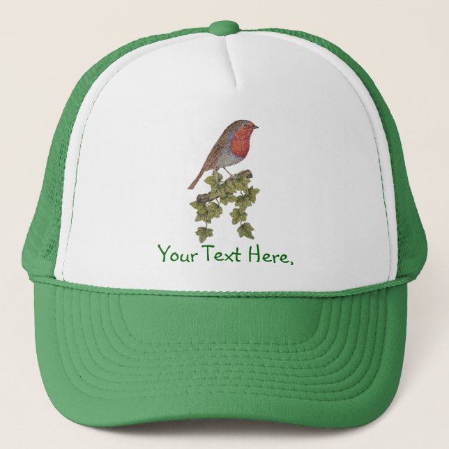 Gorra De Camionero Robin perched on ivy leaf wild bird (Anverso)