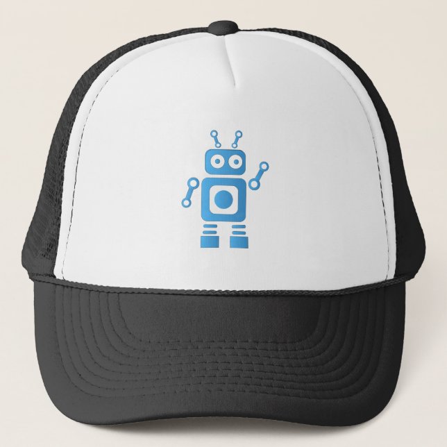 Gorra De Camionero Robot retro azul (Anverso)