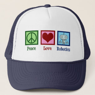 Gorra De Camionero Robótica del amor de la paz