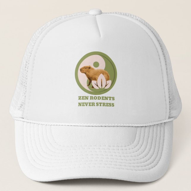 Gorra De Camionero Roedores Zen Nunca Estrés Humor de Capybara (Anverso)