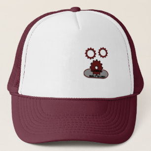 Gorra de camionero roja y blanca, engranaje mecáni