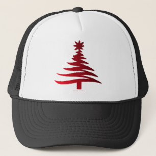 Gorra De Camionero Rojo del patrón del árbol de Navidad